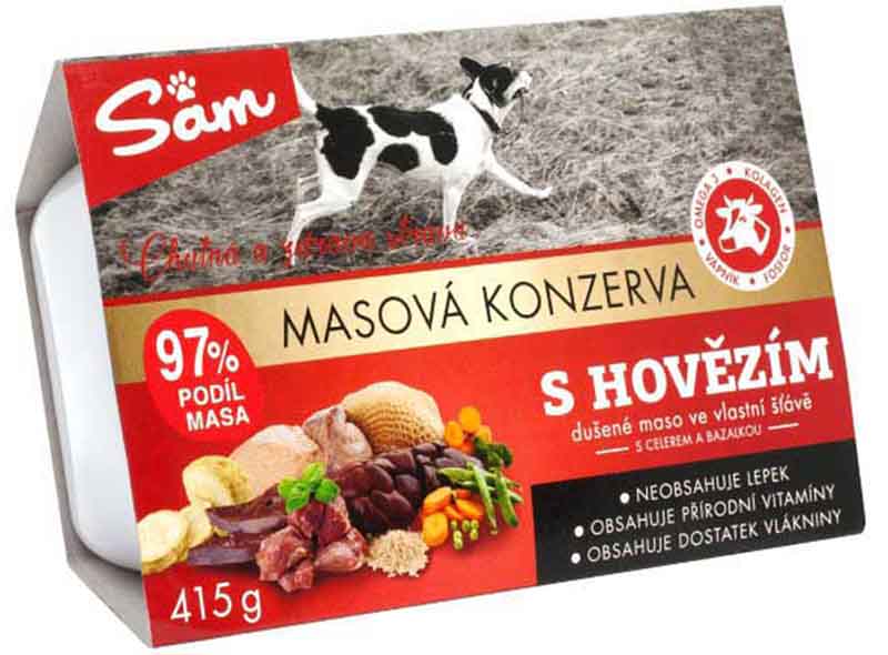 Obrázek SAM s hovězím pro psy - konzerva 415g Obrazek SAM s hovězím pro psy - konzerva 415g