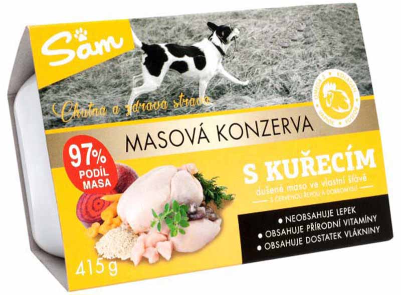 SAM s kuřecím pro psy - konzerva 415g SAM s kuřecím pro psy - konzerva 415g