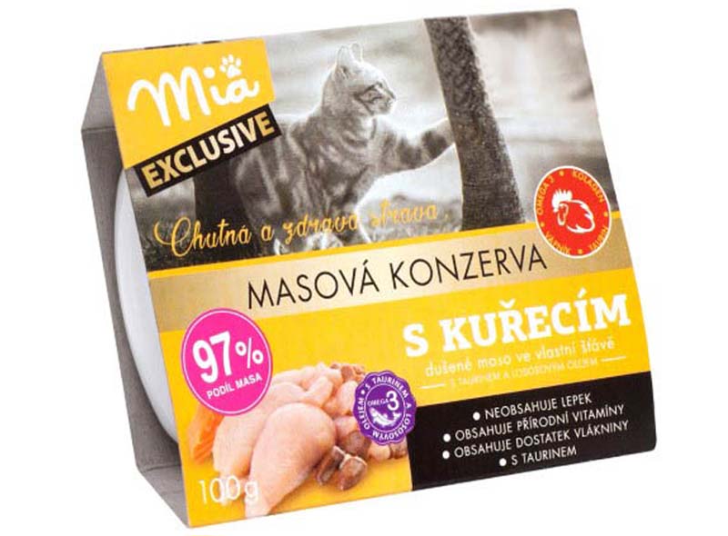 Obrázek MIA s kuřecím pro kočky - konzerva 100g Obrazek MIA s kuřecím pro kočky - konzerva 100g